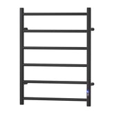 Devanti Heated Towel Rail 6 Round Bars  with Timer Electric Heater Warmer Rack